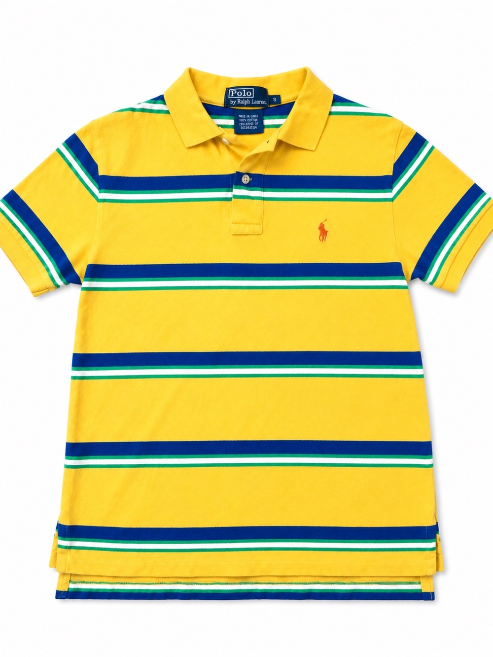 Polo by Ralph Lauren Boys' Yellow Striped Polo with Blue & Green Accents